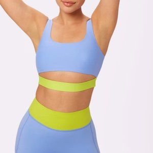 Parade Trampoline Persian Jewel/Dark Neomint blue Sport+ Flex Cut-Out Bra (Sz M)